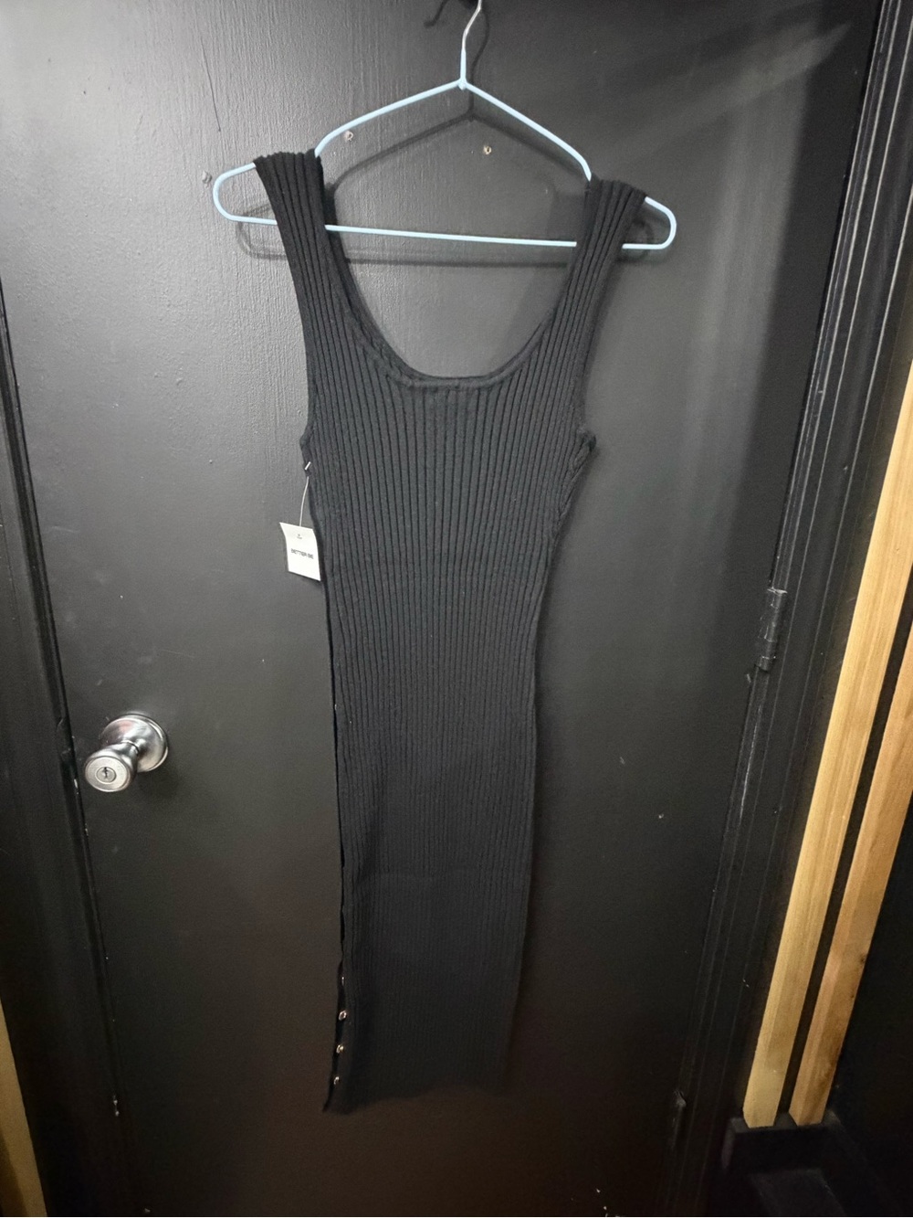 NWT Better Be Side Button Up Ribbed Dress- Black - Picture 5 of 11